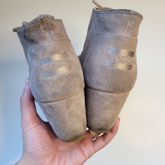 TOMS Taupe Desert Suede Wedge Ankle Boot - Picture 6 of 10